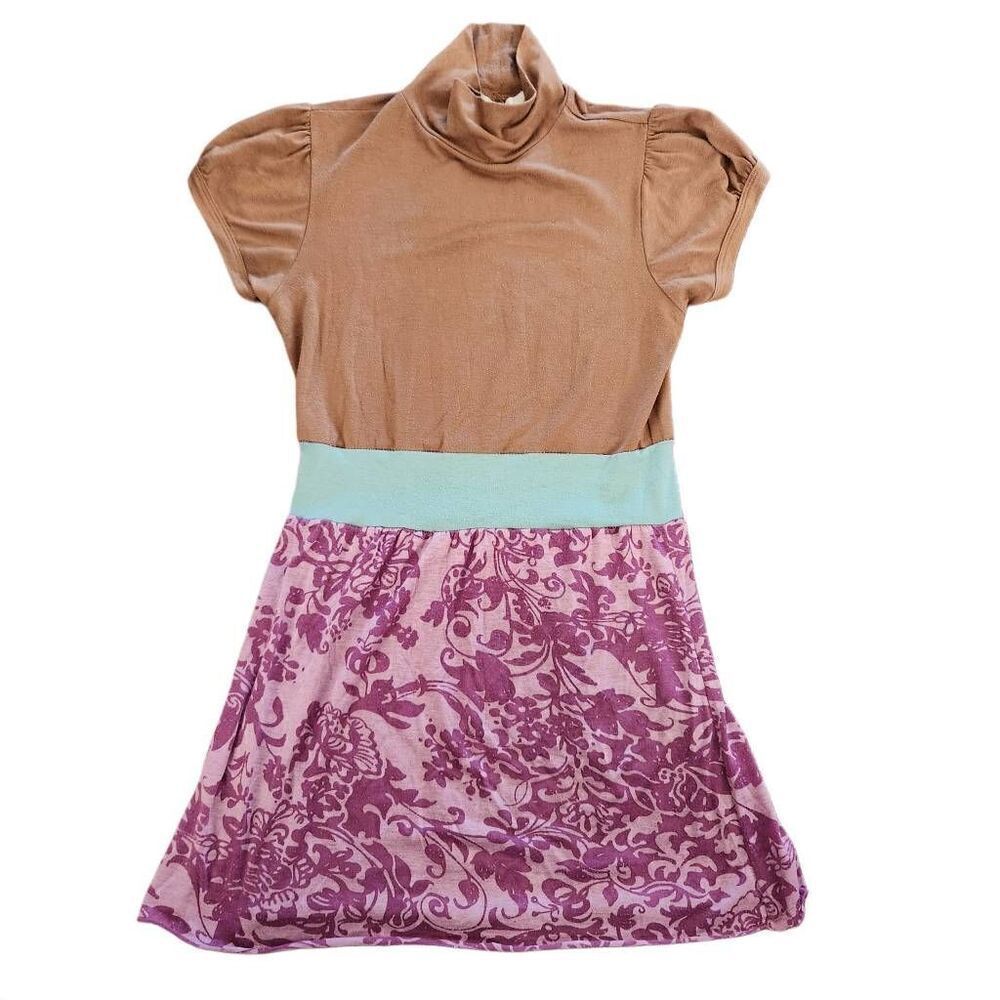 Charlotte Russe small womens high turtleneck brown short sleeve empire waist
